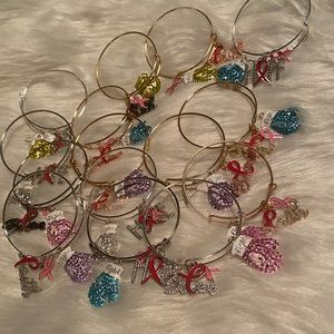 Breast cancer themed charm adjustable Bracelets